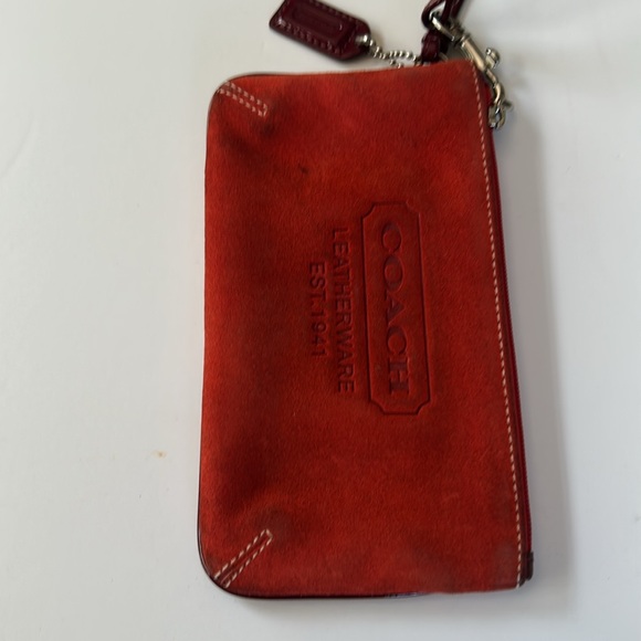 Vintage Coach Red Suede with Patent leather trim Wristlet Clutch - Picture 8 of 12